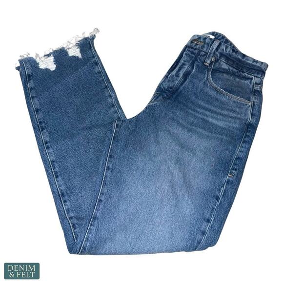 Good American Good Boy High Rise Distressed Straight Leg Raw Hem Jeans Sz 29 - Picture 6 of 13